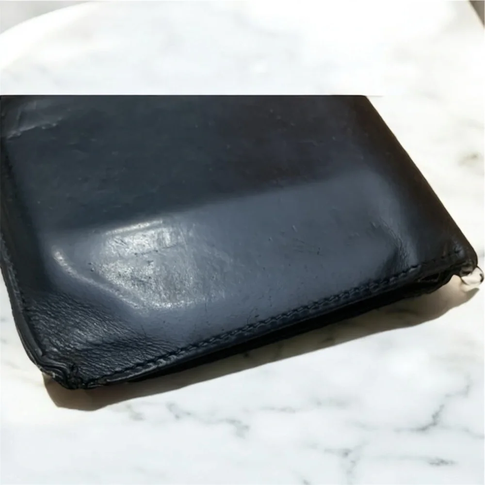 LOUIS VUITTON Bifold Wallet Black Leather